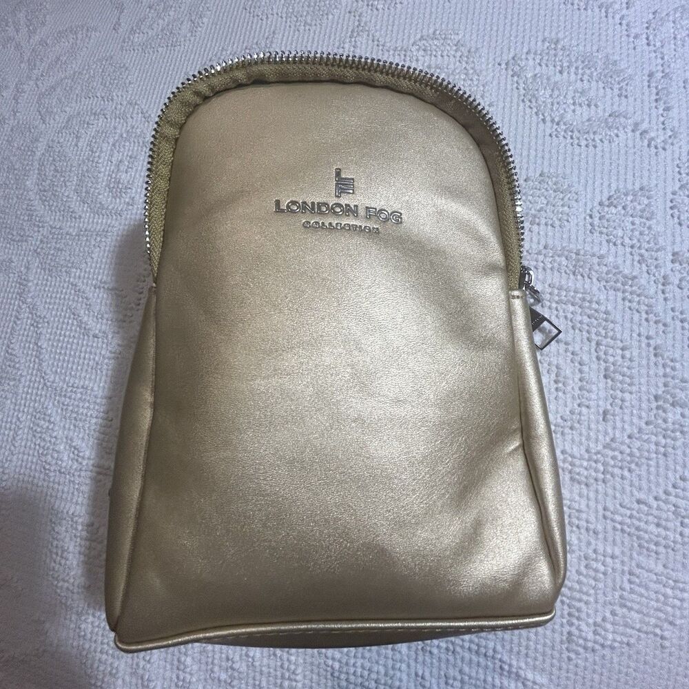 London Fog Gold Quiet Luxury Janice Double Compartment Sling Bag MSRP $68 Glam